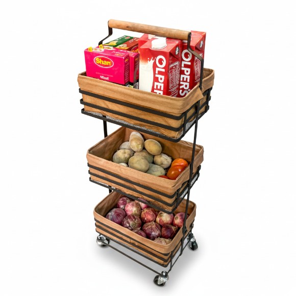 Trio Stack Metal Rolling Cart