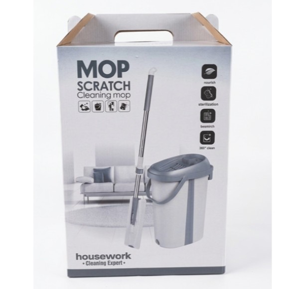 FLAT SCRATCH FLOOR CLEANING MOP 2- MOP HEADS