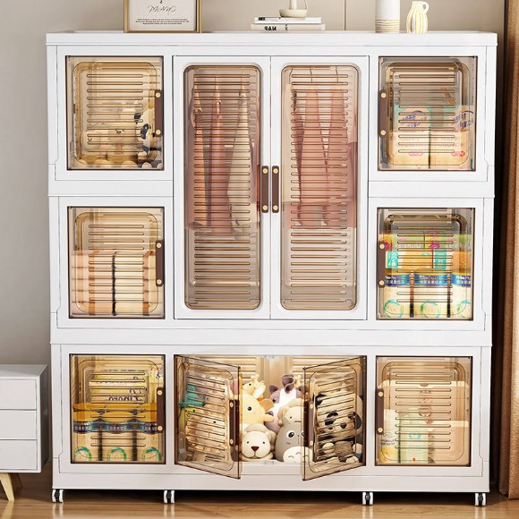 3-Layer Modern Luxury Bedroom Storage Cabinet Double-Door Baby Drawer
