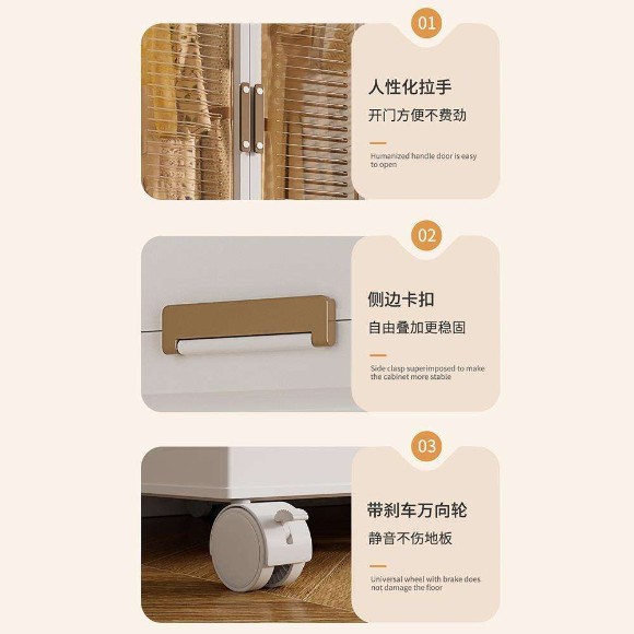 3-Layer Modern Luxury Bedroom Storage Cabinet Double-Door Baby Drawer