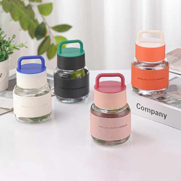 New 300Ml Cute Fat Cup With Handle Glass Water Mini Milk Cups Bottle