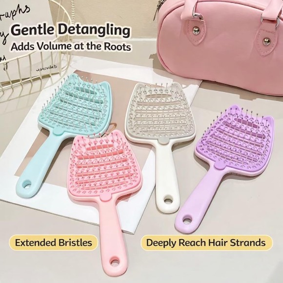 Portable Detangling Hair Brush with Removable Base Easy Cleaning Curly & Straight Hair Brush for Women & Men
