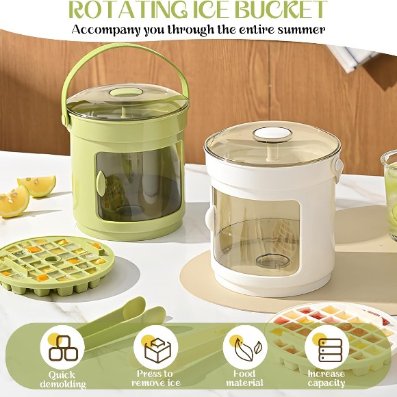 Press Type Ice Cube Tray with Lid and Container 72 Grids, Double Layer Ice Block Mould