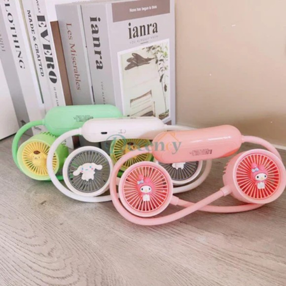 Rechargeable Portable Cartoon Neck Fan Travel Sports Outdoor Fan Random Design Send