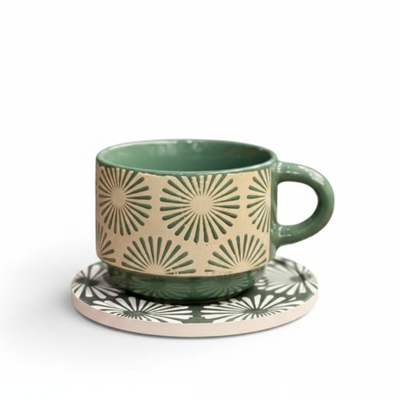 Danny Home Tea Ceramic Mugs with Coasters Pack of 6