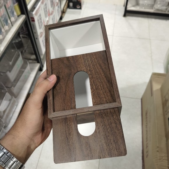 Wooden Tissue Box Dark and Light Brown