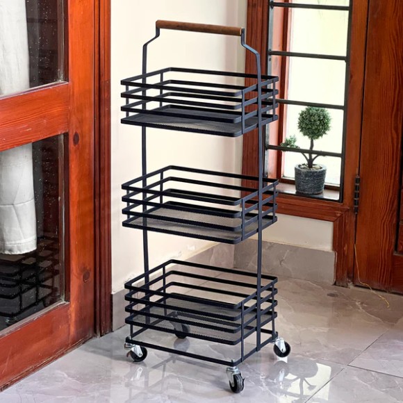 Trio Stack Metal Rolling Cart