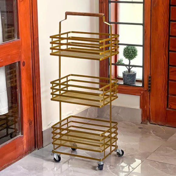 Trio Stack Metal Rolling Cart