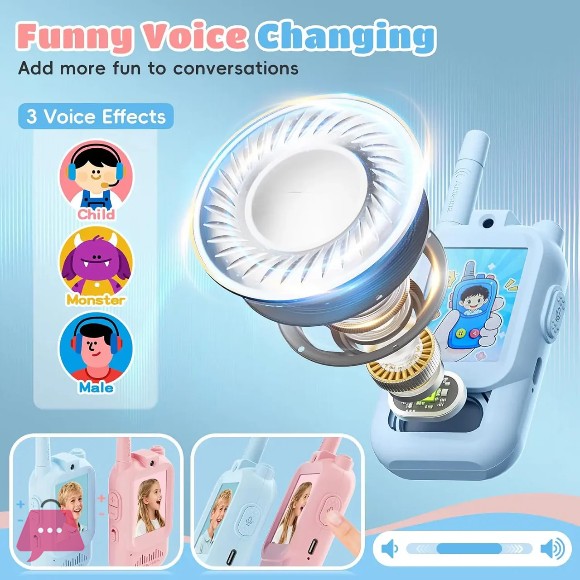 2Pcs Rechargeable Kids Video Walkie Talkie