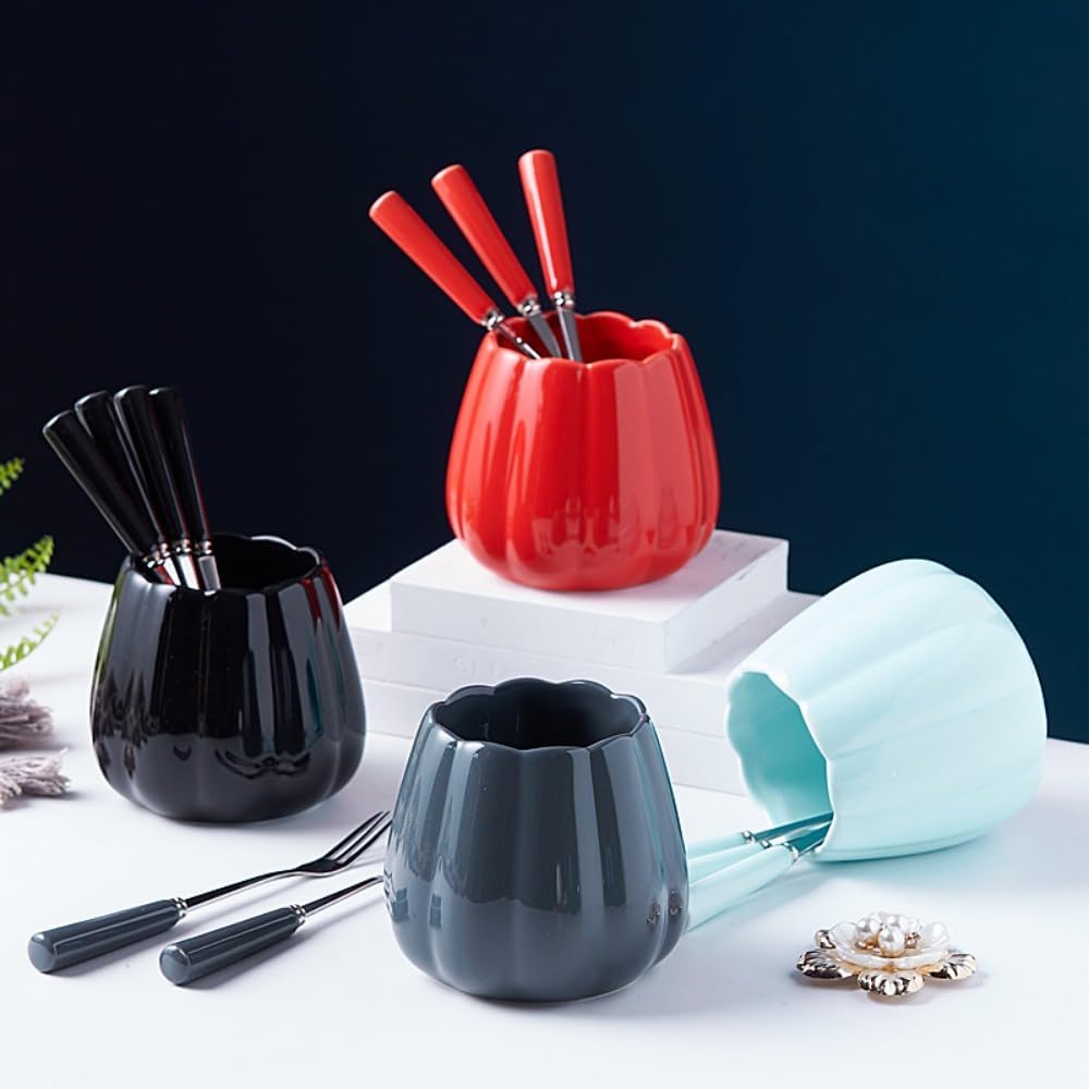Luxury Ceramic Fruit Fork Set Stainless Steel Pick
