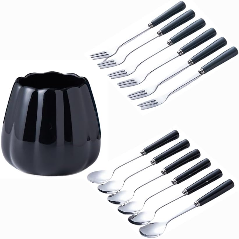 Luxury Ceramic Fruit Fork Set Stainless Steel Pick