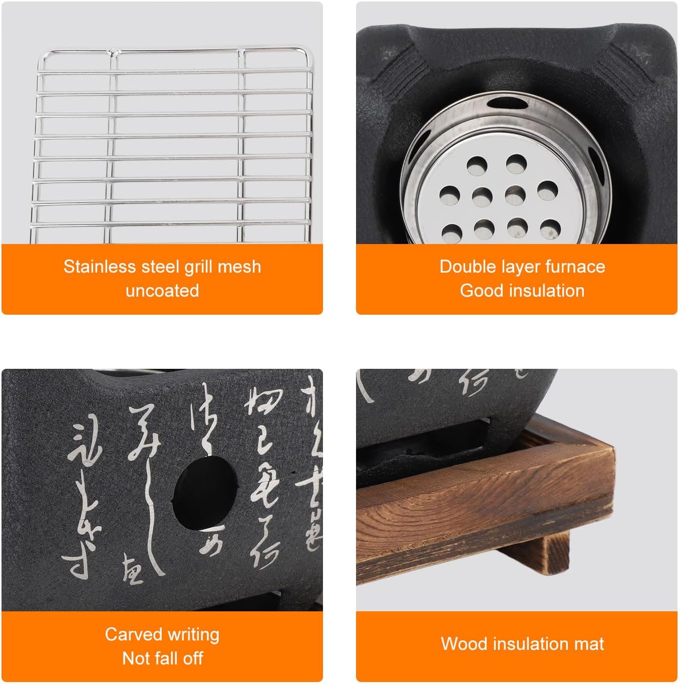 Japanese Charcoal Grill Small Multi Functional Fast Heating Mini Portable Barbecue Stove Hibachi Grill Outdoor Camping Grill - Small
