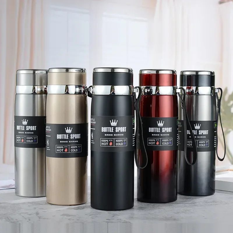 Large Capacity Stainless Steel Vacuum Flask Leak Proof Double Walled Insulated Bottle for Camping Hiking Sports