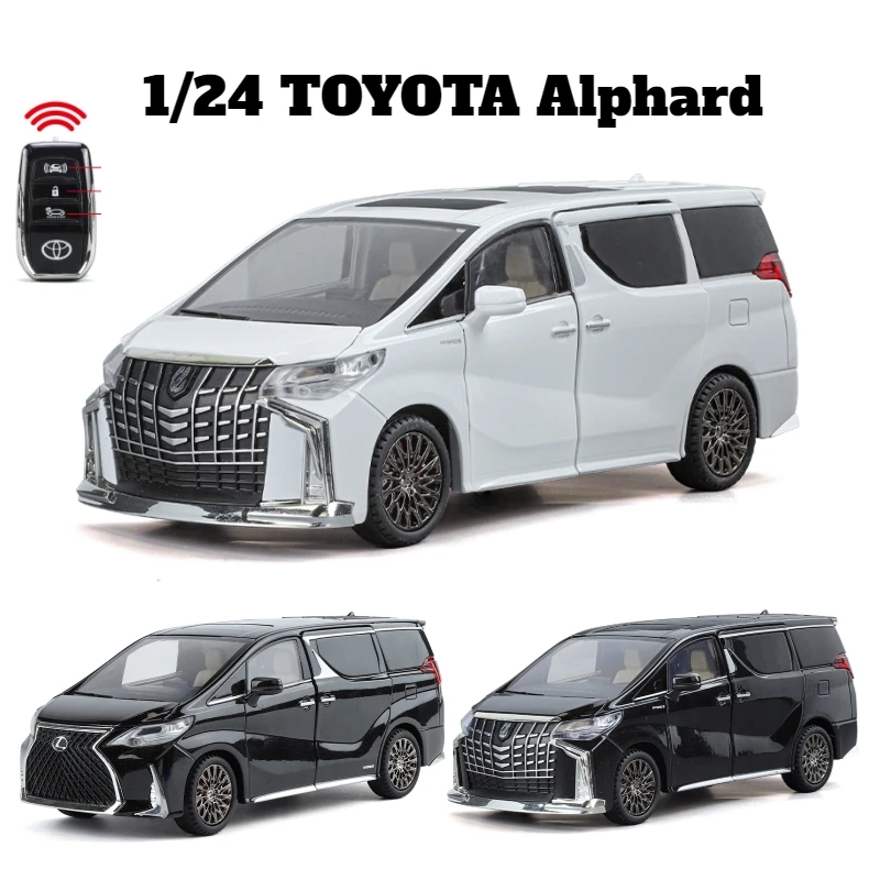 1:24 TOYOTA Alphard MPV Van Diecast Toy Car Model Vehicle Miniature Pull Back Sound & Light Doors Openable