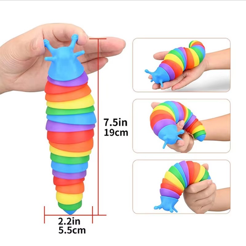 1pcs random colorful slug caterpillar stress relief toy strange slug puzzle simulation decompression toy