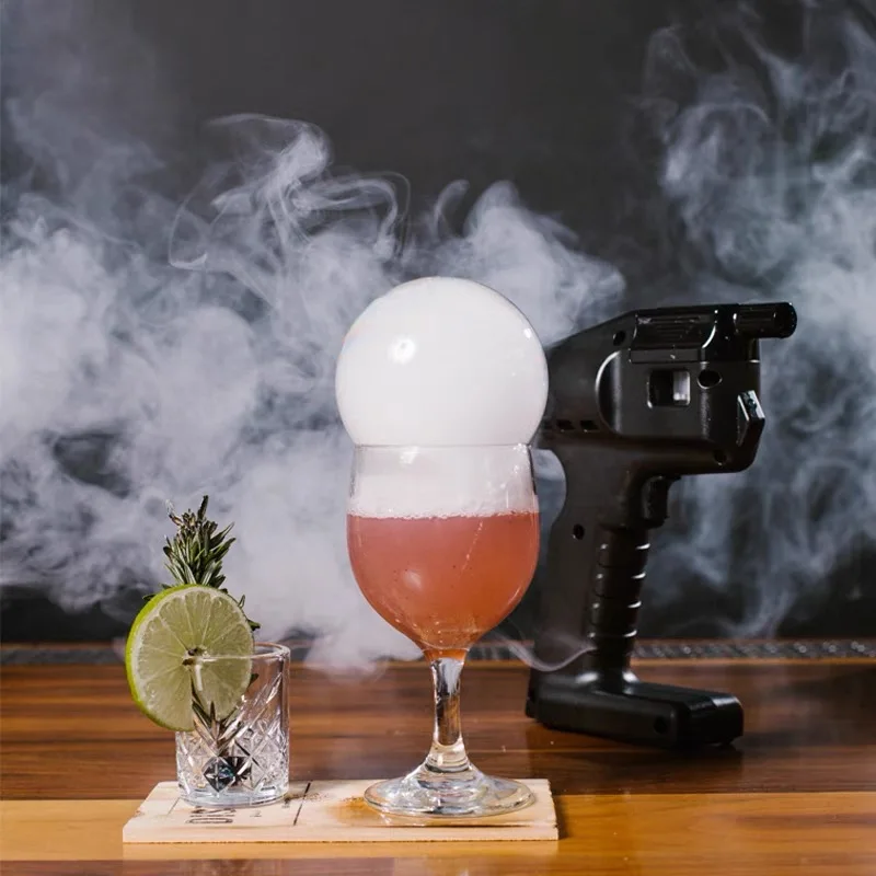 Cocktail Smoke Gun, Vapour Blaster Cocktail Bubble Smoke Gun with 5-Flavour Aroma Liquid and Edible Bubble for Food and Drink