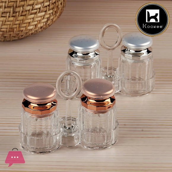 Acrylic Salt and Pepper Shakers Set with tray for Dining Tables