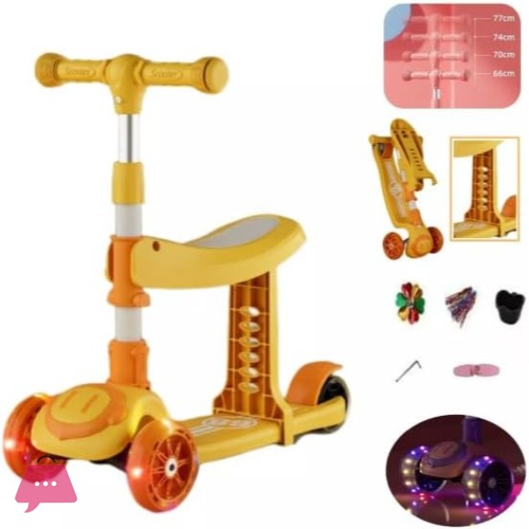 Adjustable Pu Flashing Wheels Kids Scooter 3 Wheel Portable Foldable Kids Scooty 3 in 1
