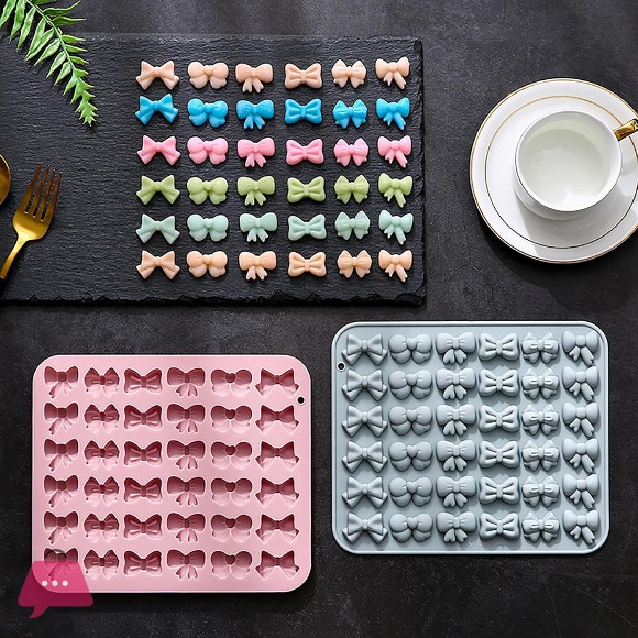 Bow Silicone Chocolate Molds, 36-Cavity Mini Bow Shape Candy Molds Tray for Cake, Pudding, Jelly, Ice Cube, Biscuits and Cake Decorating, DIY Crafts
