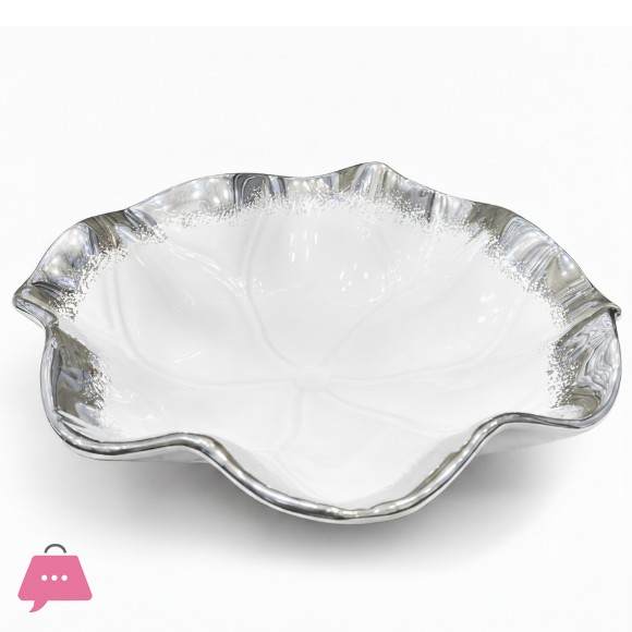 Ceramic Lotus Leaf Round Bowl 10.5 Inch