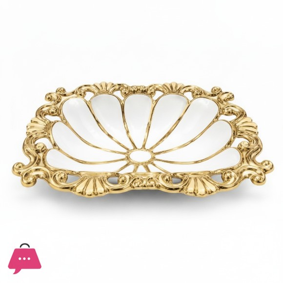Ceramic Rectangle Rattan Serving Platter 10.25 Inch