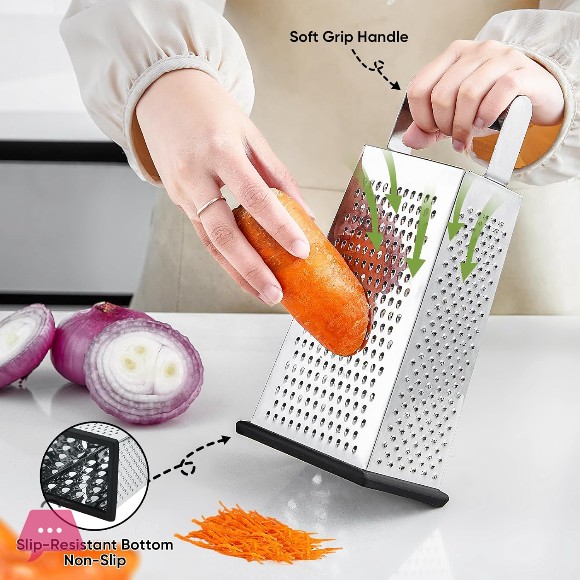 Cook Style 4 Way Stainless Steel Multi Puipose Grater Anti-Slip Base
