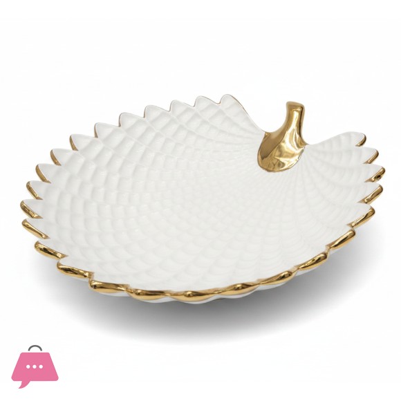 Elegant Ceramic Leaf Plate 13-inch
