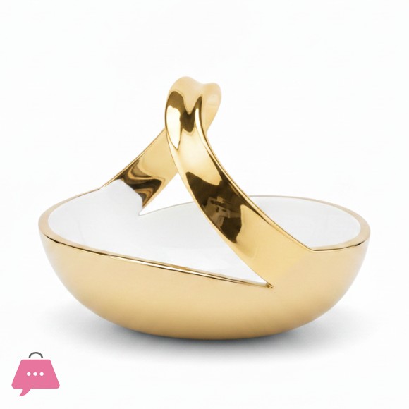 Elegant Fruit Display Basket Luxury Handle Ceramic Fruit Basket 12Inch