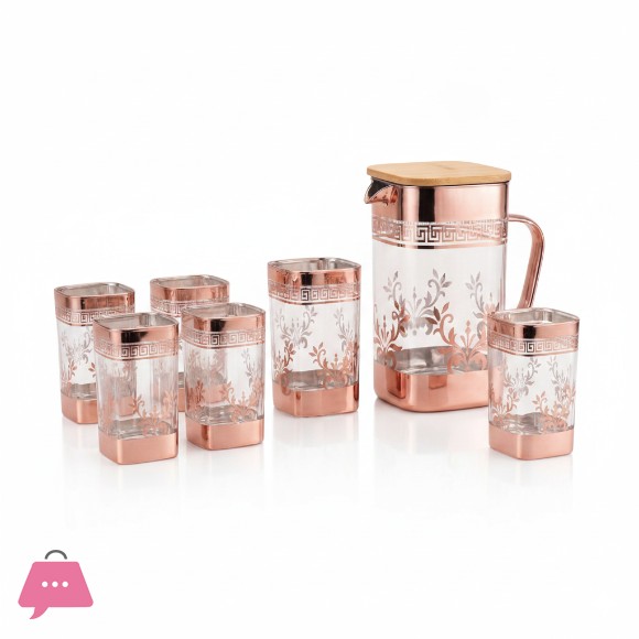Elegant Gold & Rose-Gold Water Set Wood Lid
