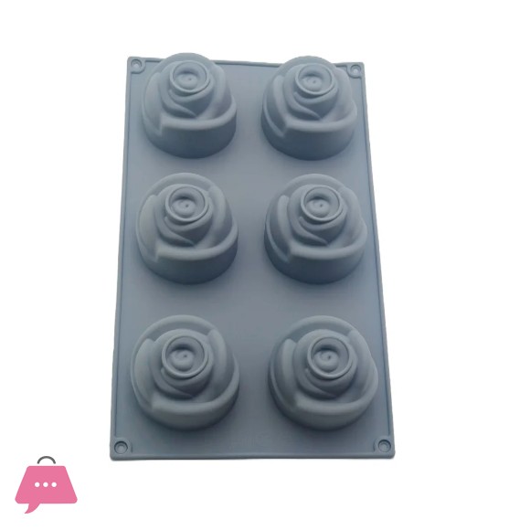 Silicone Rose Flower Mold with 6 Cavities for Mousse, Cake, Gelatin, Pudding, and Chocolate