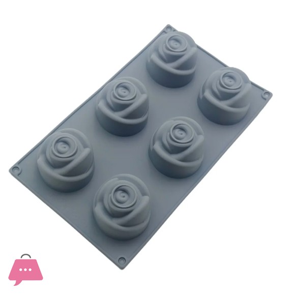 Silicone Rose Flower Mold with 6 Cavities for Mousse, Cake, Gelatin, Pudding, and Chocolate