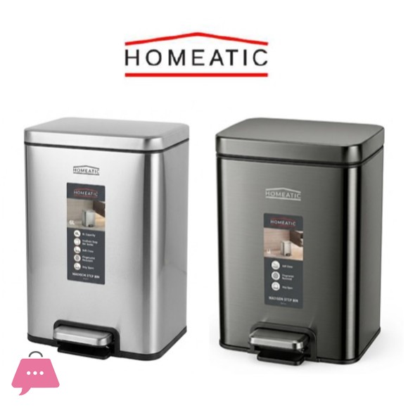 Homeatic Stainless Steel Square Pedal Bin 20 Litre (Hydrolic)