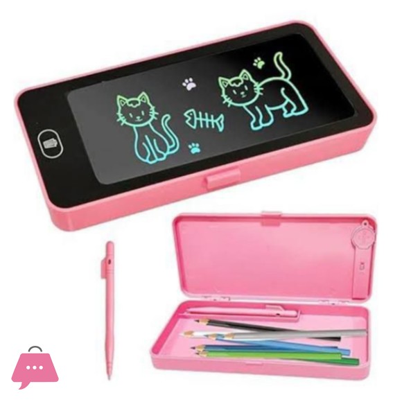 Kids Digital Drawing Board Pencil Case with Multiple Color Pens, Erase Button, and Storage Case - New