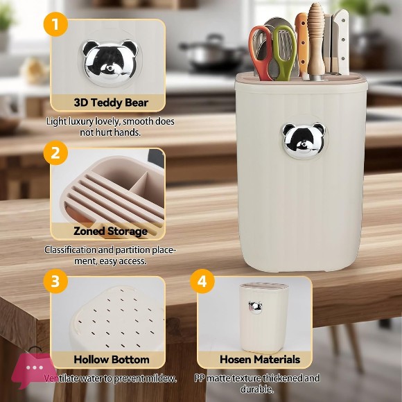 Knife Holder Detachable Kitchen Utensil Holder Countertop Chopstick Scissors Knives Organizer