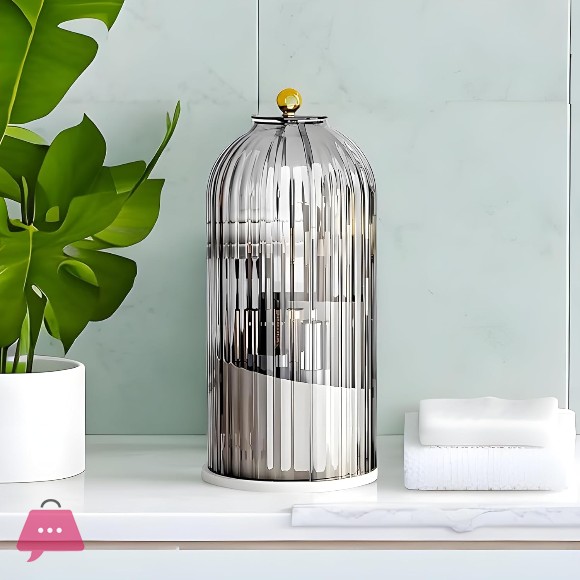 Makeup Brush Holder with Lid 360 Rotating Makeup Organizer