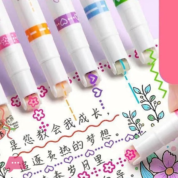 New Linear Color Roller Line Marker & Highlighter Pen Set – Pack of 6