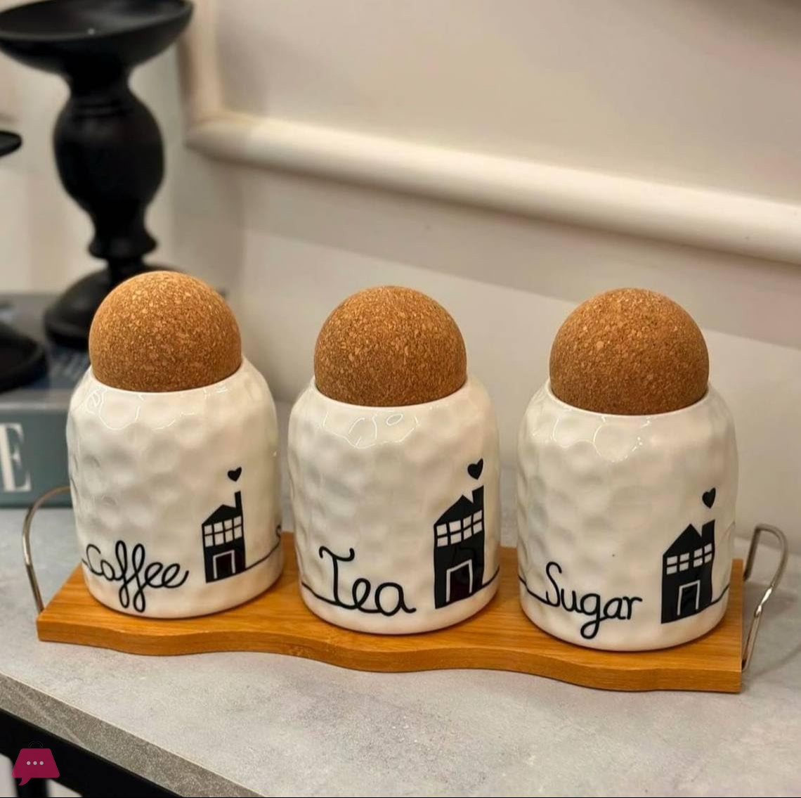 porcelain-storage-jars-set-3-house-design-canisters-with-cork-lids-500ml-wooden-stand