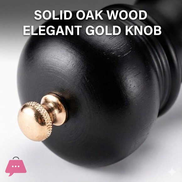 Premium Black Wooden Pepper Grinder with Adjustable Core Manual Salt Spice Mill for Kitchen