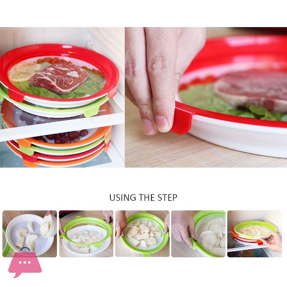 Round Food Preservation Tray Reusable Stackable Food Container Food Sealed Tray