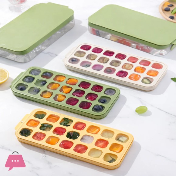Silicone Ice Cube Tray Flexible Ice Mold with Lid