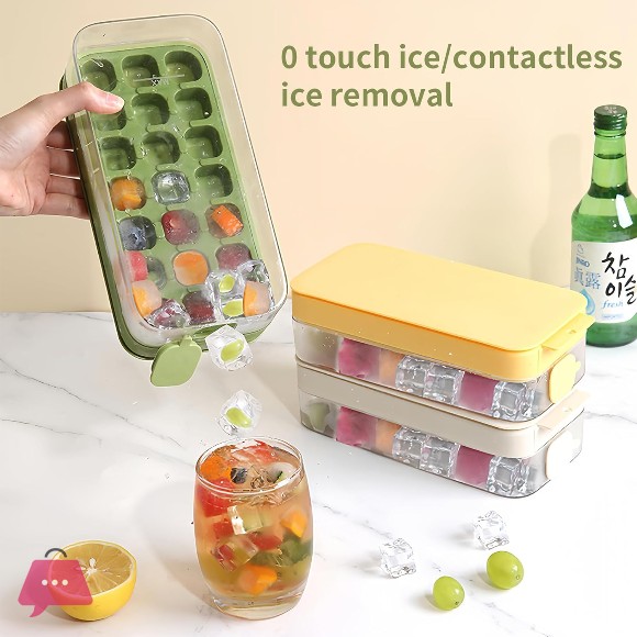 Silicone Ice Cube Tray Flexible Ice Mold with Lid