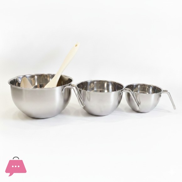 Stainless Steel Mixing Bowls with Handle Pour Spouts & Measurement Marks With Free Spatula