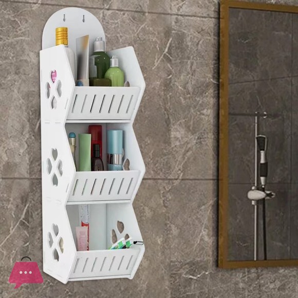 Wood Three Layer Wall Mounted Bathroom Storage Rack
