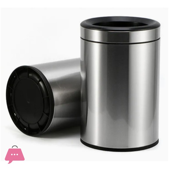 Trash Cans Open Top Dustbin Round & Square Stainless Steel inner Bin Plastic 12L