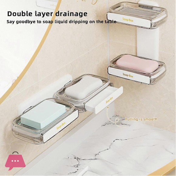 Wall-mounted Soaps Box Punch-free Drain Soaps Holder Multipurpose Waterproof Soaps Storage Case