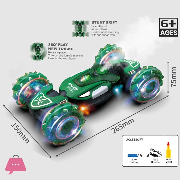 2.4Ghz Double Sided Rotating RC Stunt Car Toys Vehicle Remote Control Gesture Sensor Cars With Spray and Light
