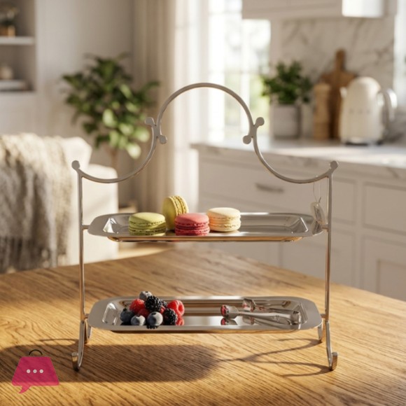 2-Layer Dessert Display Stand Matt Dark Finish – 25cm × 28cm