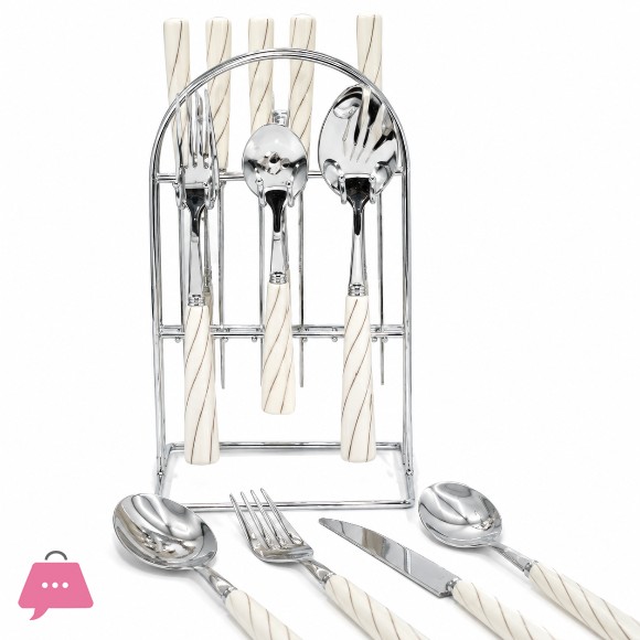 24PCS CUTLERY SET (PRINTED SILVER)