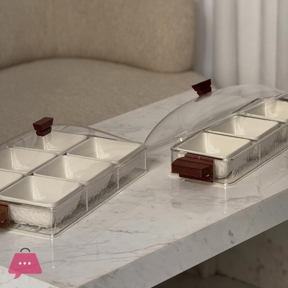 4 Partition Snack Tray with Acrylic Case