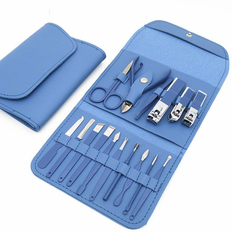 16pcs Set Manicure Pedicure Grooming Kit, Stainless Steel set, Nail cutter set, Nails Care, Clipper, Nails tool Set, Professional Spa kit with PU Leather Case